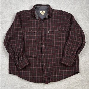 Woolrich Dark Mulberry Plaid Wool Button Down Shirt